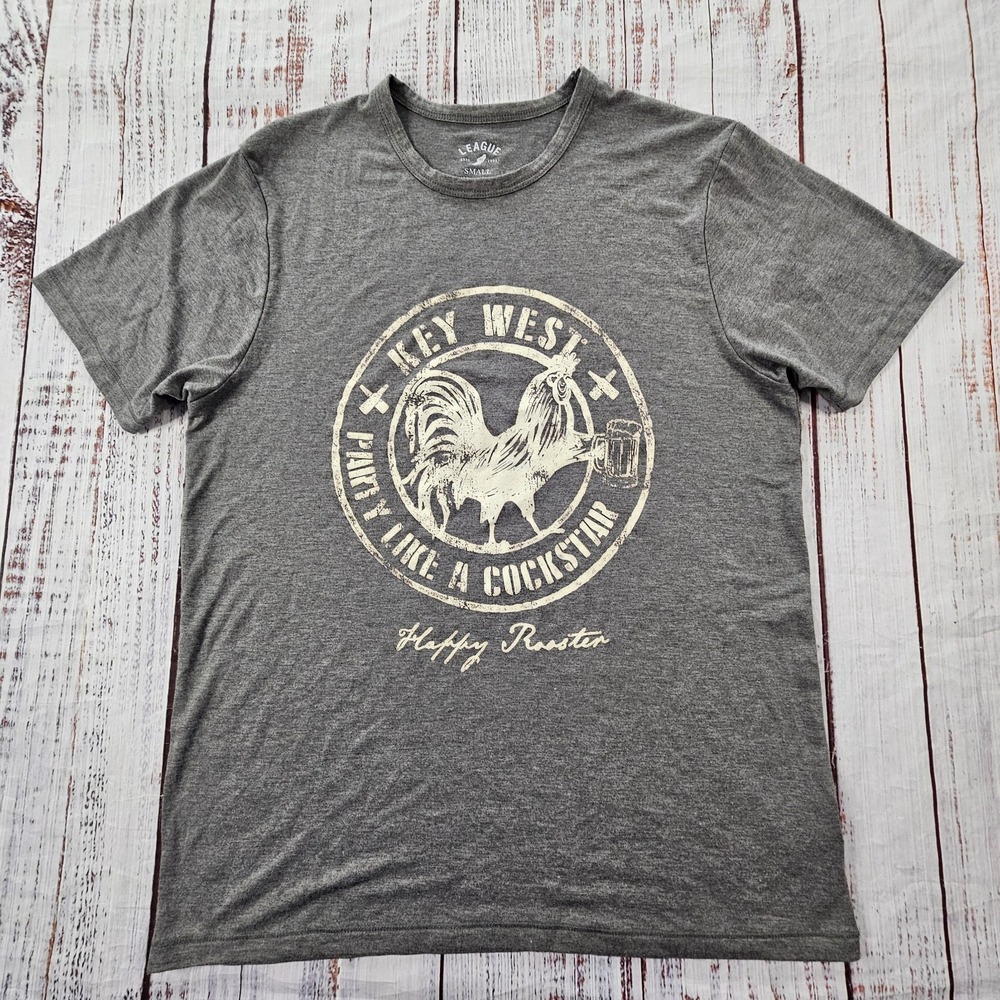 Happy Rooster Key West Party Like a Cockstar Gray Short Sleeve T-Shirt Men's S